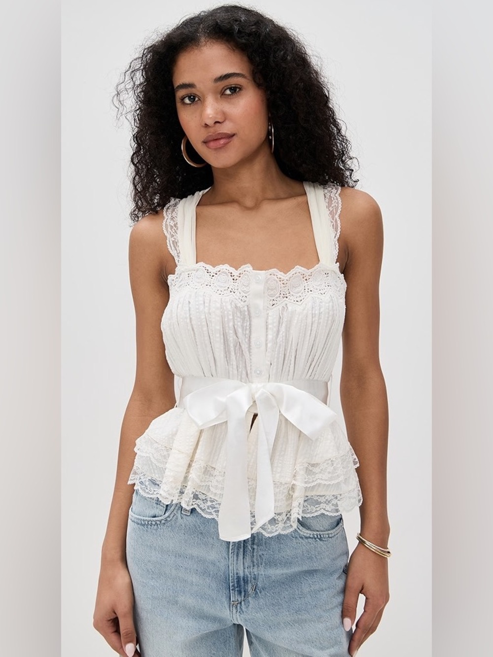NWOT For Love & Lemons Sweet Summer Embroidery Blouse Top size XXS